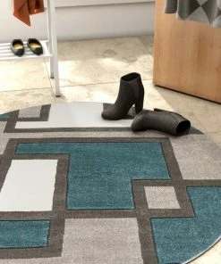 Well Woven Imagination Squares Blue Modern Rug
