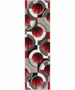 Well Woven Yolo Red Grey Modern Rug