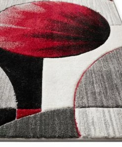 Well Woven Yolo Red Grey Modern Rug