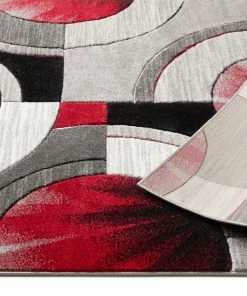 Well Woven Yolo Red Grey Modern Rug