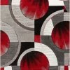 Well Woven Yolo Red Grey Modern Rug