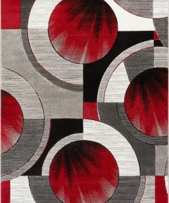 Well Woven Yolo Red Grey Modern Rug