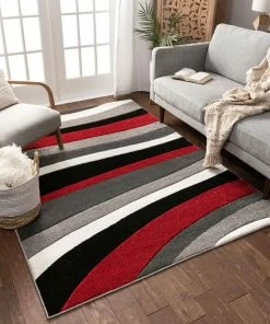 Well Woven Rad Waves Red Modern Rug