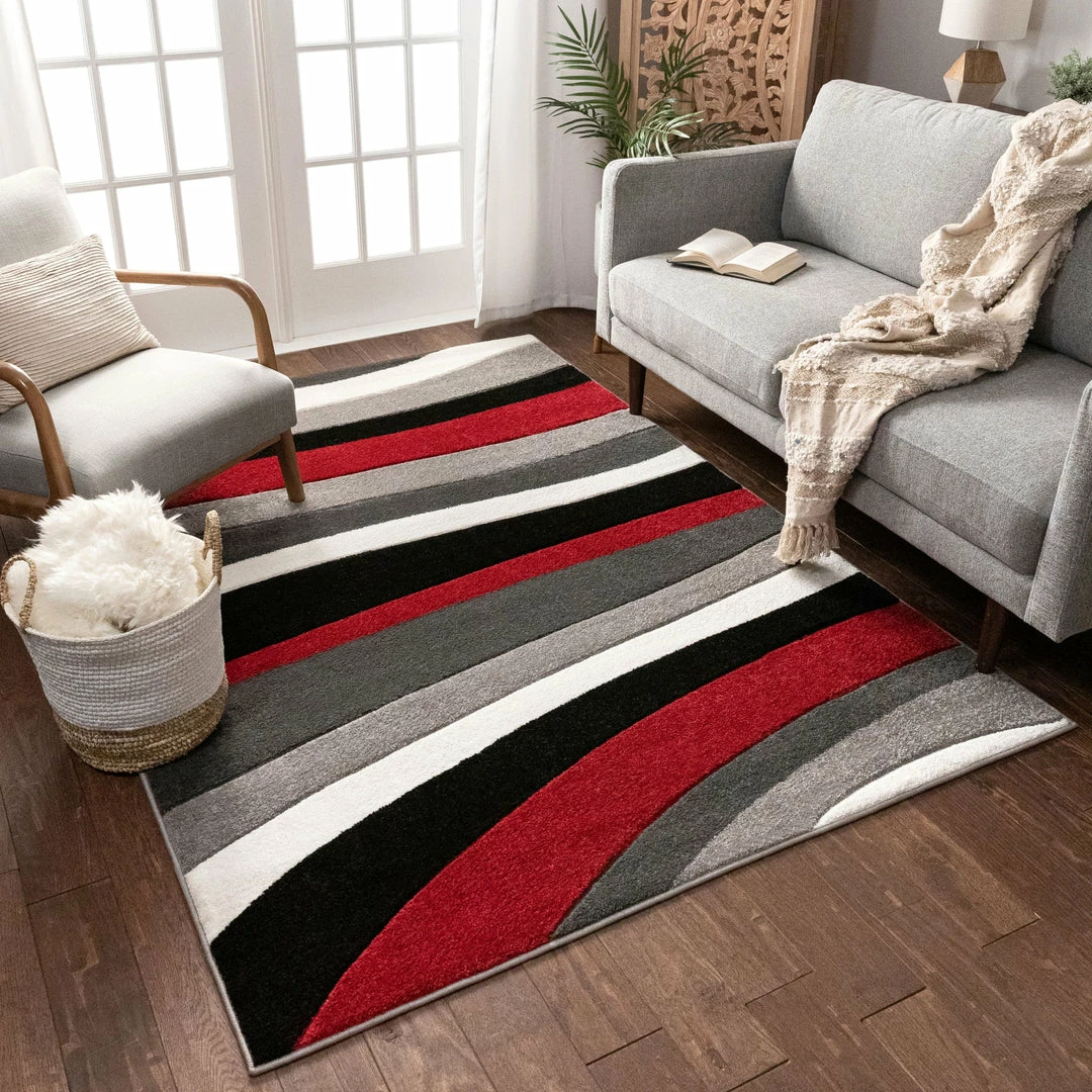 Well Woven Rad Waves Red Modern Rug 2 Well Woven Rad Waves Red Modern Rug