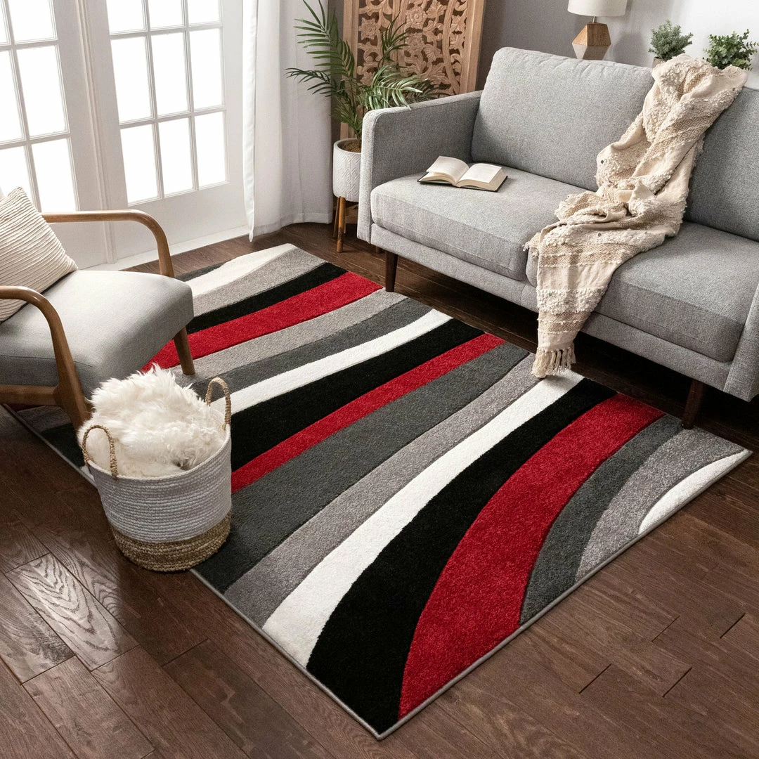 Well Woven Rad Waves Red Modern Rug 5 Well Woven Rad Waves Red Modern Rug