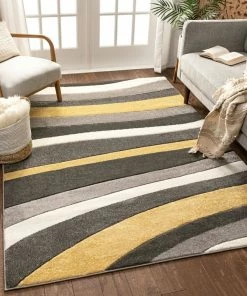 Well Woven Rad Waves Gold Modern Rug 7'10