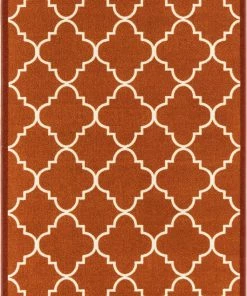 Well Woven Machine Washable Brooklyn Trellis Red Modern Non Slip Washable Rug