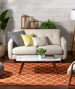 Well Woven Machine Washable Brooklyn Trellis Red Modern Non Slip Washable Rug