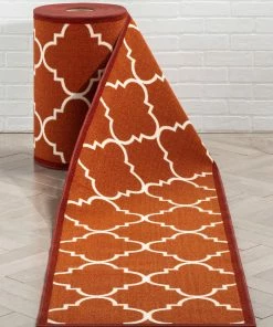 Well Woven Brooklyn Trellis Custom Size Runner Modern Red Select Your Width X Choose Your Length Machine Washable Hallway Runner Rug