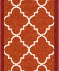 Well Woven Machine Washable Brooklyn Trellis Red Modern Non Slip Washable Rug