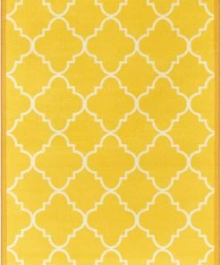 Well Woven Brooklyn Trellis Gold Modern Non Slip Washable Rug Machine Washable