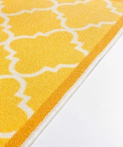 Well Woven Brooklyn Trellis Gold Modern Non Slip Washable Rug Machine Washable