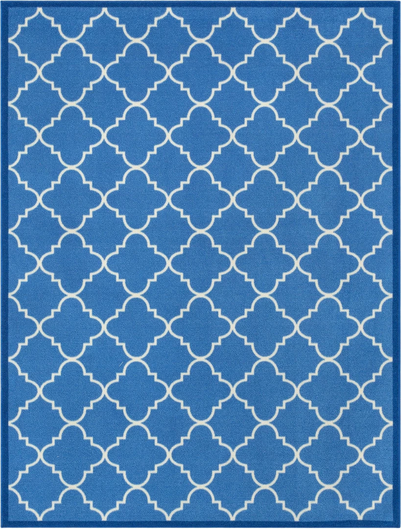 Well Woven Machine Washable Brooklyn Trellis Blue Modern Non Slip Washable Rug 3 Well Woven Machine Washable Brooklyn Trellis Blue Modern Non Slip Washable Rug