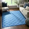 Well Woven Machine Washable Brooklyn Trellis Blue Modern Non Slip Washable Rug