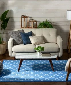 Well Woven Machine Washable Brooklyn Trellis Blue Modern Non Slip Washable Rug 24 Well Woven Machine Washable Brooklyn Trellis Blue Modern Non Slip Washable Rug