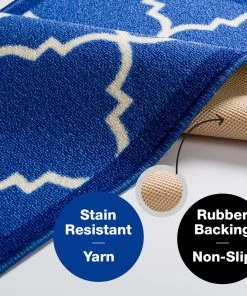 Well Woven Brooklyn Trellis Custom Size Runner Modern Blue Select Your Width X Choose Your Length Machine Washable Hallway Runner Rug