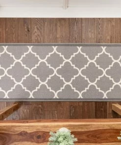 Well Woven Brooklyn Trellis Custom Size Runner Modern Grey Select Yoir Width X Choose Your Length Machine Washable Hallway Runner Rug Grey & Silver