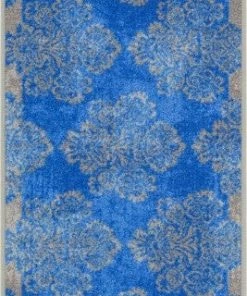 Well Woven Greek Key Blue Distressed Non Slip Washable Rug