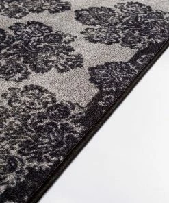 Well Woven Grey & Silver Greek Key Grey Distressed Non Slip Washable Rug 2'7" X 12' Runner