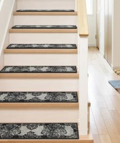 Well Woven Greek Key Modern Grey Non Slip 9" X 31" Stair Tread (Set Of 7)