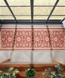 Well Woven Tabriz Red Traditional Non Slip Washable Rug