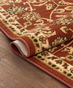 Well Woven Tabriz Red Traditional Non Slip Washable Rug