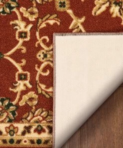 Well Woven Tabriz Red Traditional Non Slip Washable Rug