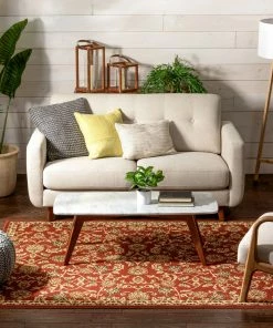 Well Woven Tabriz Red Traditional Non Slip Washable Rug