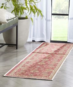Well Woven Tabriz Red Traditional Non Slip Washable Rug