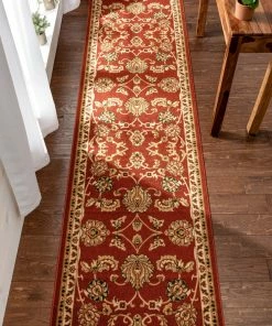 Well Woven Tabriz Red Traditional Non Slip Washable Rug