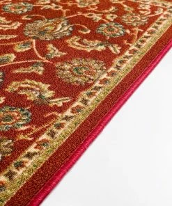 Well Woven Tabriz Red Traditional Non Slip Washable Rug