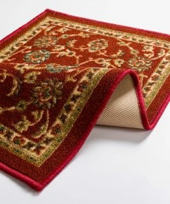 Well Woven Tabriz Red Traditional Non Slip Washable Rug