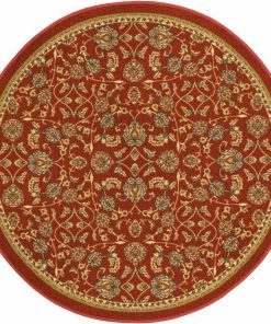 Well Woven Tabriz Red Traditional Non Slip Washable 4'3" Round Rug