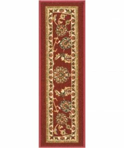 Well Woven Tabriz Traditional Red Non Slip 9" X 31" Stair Tread (Set Of 7)