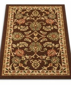 Well Woven Tabriz Brown Traditional Non Slip Washable Rug