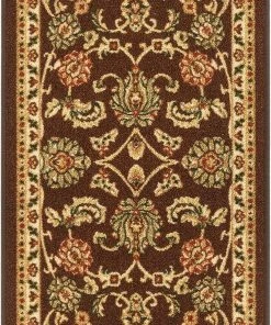 Well Woven Tabriz Brown Traditional Non Slip Washable Rug