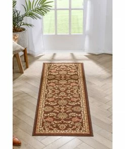 Well Woven Tabriz Brown Traditional Non Slip Washable Rug