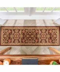 Well Woven Tabriz Brown Traditional Non Slip Washable Rug