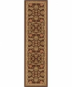 Well Woven Tabriz Brown Traditional Non Slip Washable Rug