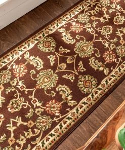 Well Woven Tabriz Brown Traditional Non Slip Washable Rug