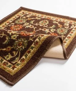 Well Woven Tabriz Brown Traditional Non Slip Washable Rug
