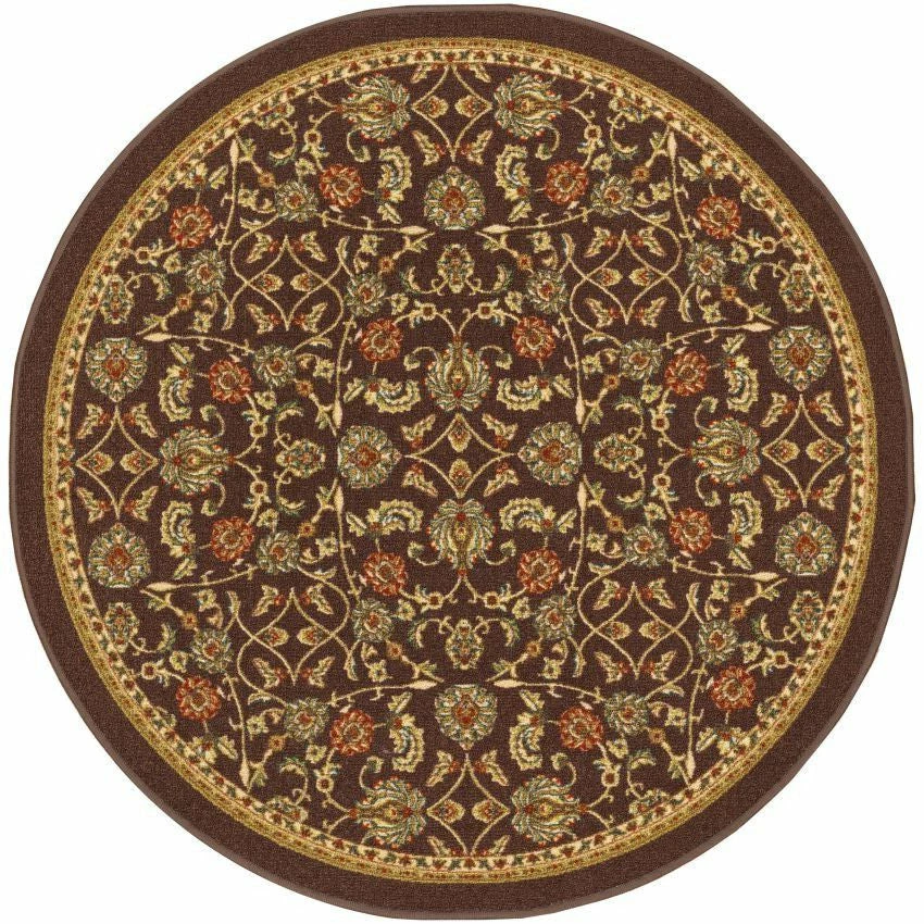 Well Woven Tabriz Brown Traditional Non Slip Washable 4'3" Round Rug Round Rugs 1 Well Woven Tabriz Brown Traditional Non Slip Washable 4'3" Round Rug Round Rugs