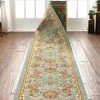 Well Woven Tabriz Custom Size Runner Traditional Blue 22 Inch Wide X Choose Your Length Machine Washable Hallway Runner Rug