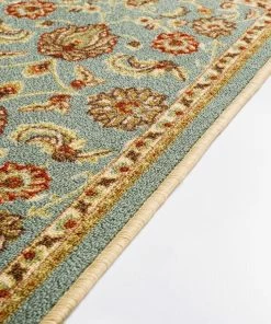 Well Woven Tabriz Blue Traditional Non Slip Washable Rug