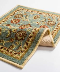 Well Woven Tabriz Blue Traditional Non Slip Washable Rug