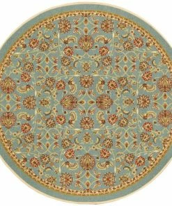 Well Woven Tabriz Blue Traditional Non Slip Washable 4'3" Round Rug