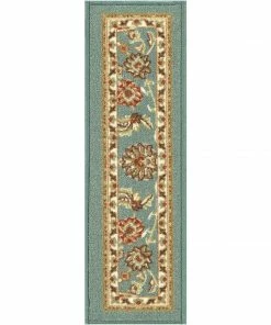 Well Woven Tabriz Traditional Blue Non Slip 9" X 31" Stair Tread (Set Of 7)