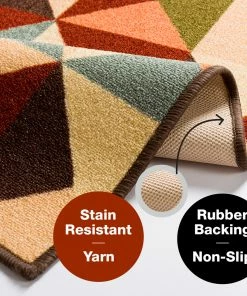 Well Woven Vector Custom Size Runner Geometric Red 22 Inch Wide X Choose Your Length Machine Washable Hallway Runner Rug