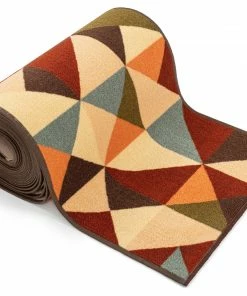 Well Woven Vector Custom Size Runner Geometric Red 22 Inch Wide X Choose Your Length Machine Washable Hallway Runner Rug