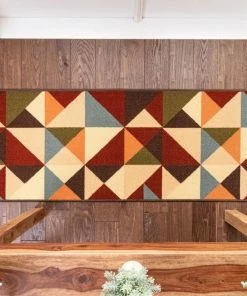 Well Woven Vector Custom Size Runner Geometric Red 22 Inch Wide X Choose Your Length Machine Washable Hallway Runner Rug